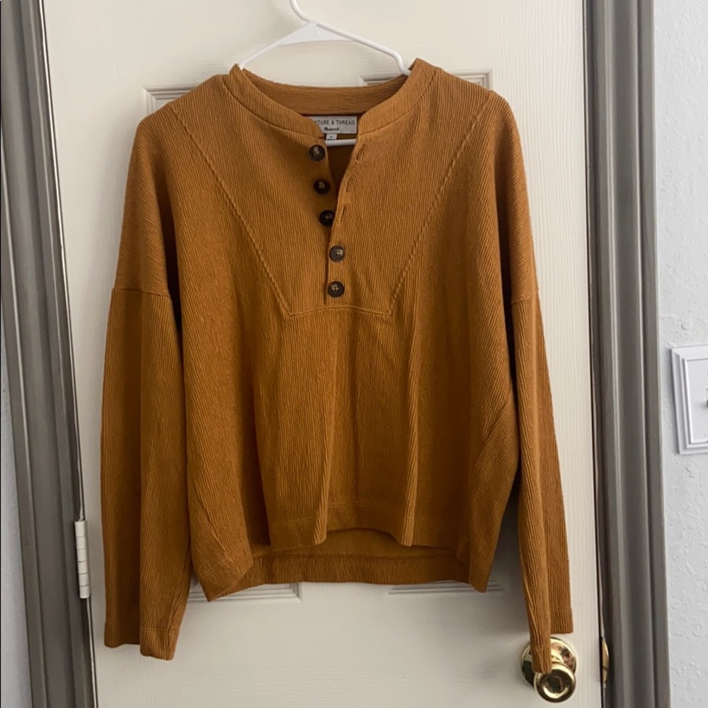 Madewell mustard long sleeve ribbed shirt
